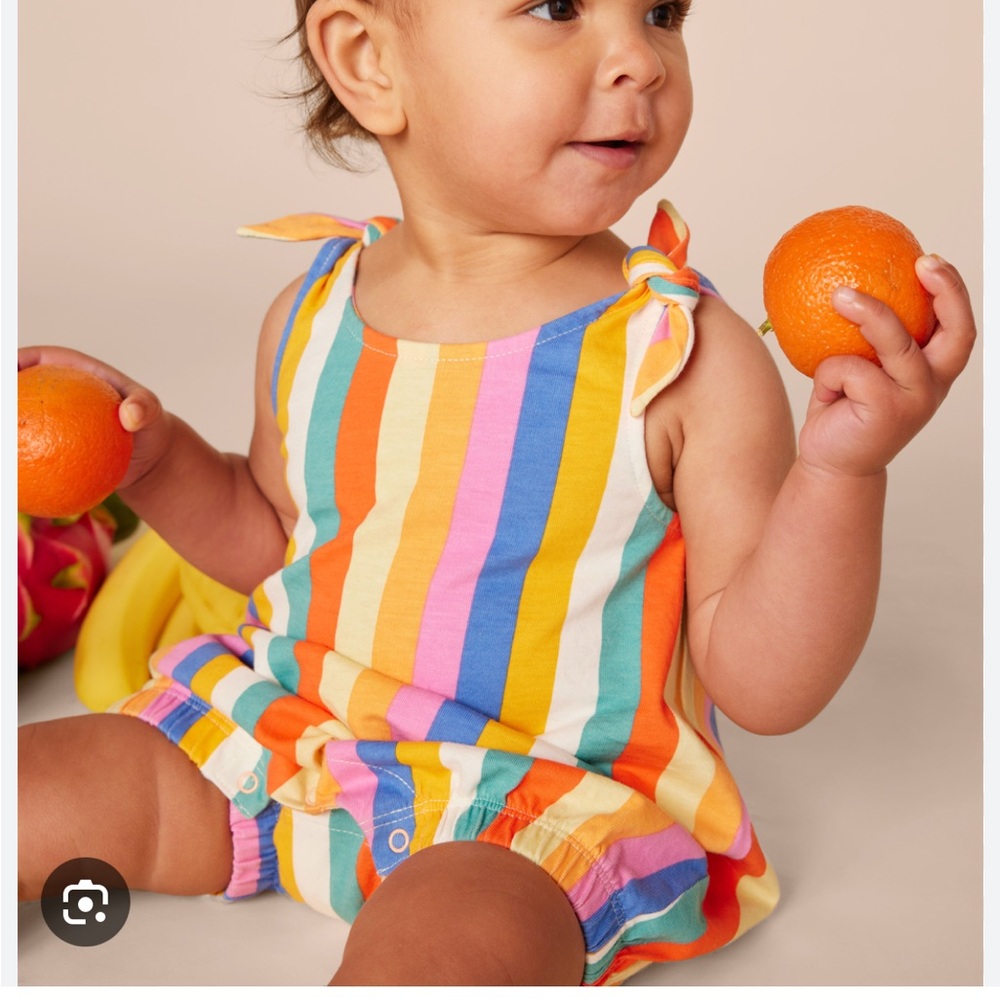 Tea Collection Baby Rainbow Stripe Tie-Shoulder Romper